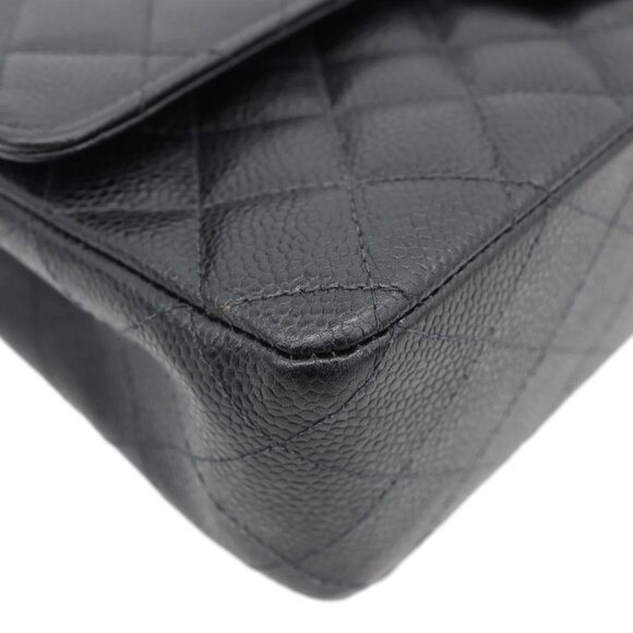 Chanel Small Classic Flap Quilted Caviar Leather Shoulder Bag Black - Picture 9 of 15